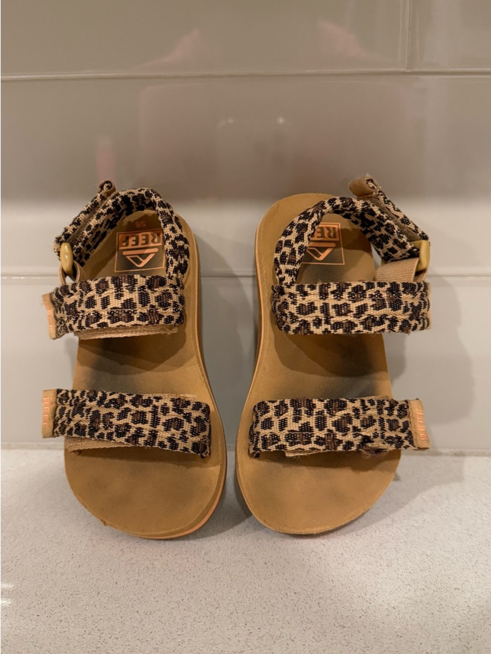 Reef Toddler Girls’ Leopard Print Sandals - Tan